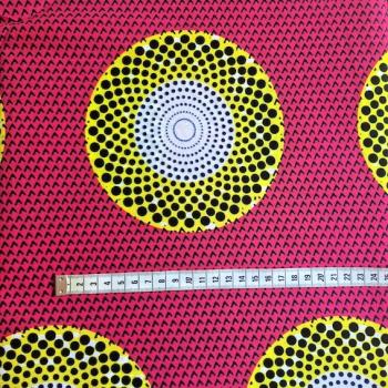 Preview: Afrikanischer Wax Print Stoff Baumwolle PINK CIRCLE